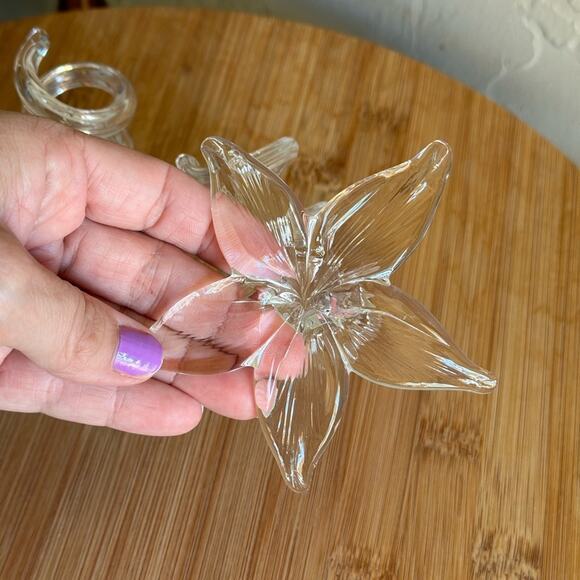 Blown‎ glass twisted stem flower candle holder clear glass - Picture 2 of 4